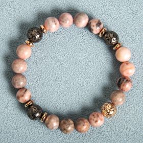 Fashion New Haematite Spacer Natural Stone Powder Zebra Beaded Bracelet (Option: Pink Zebra)