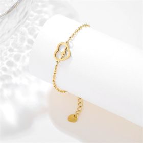 Women's Heart-shaped ECG Bracelet Versatile Hand Jewelry (Option: Women-Gold)