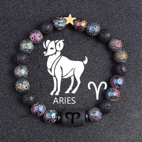 European And American Twelve Constellation Natural Stone Beaded Bracelet (Option: Aries)