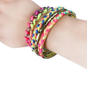 4-Piece Colorful Woven Burnished Gold Bracelet Set (Option: Colorful)